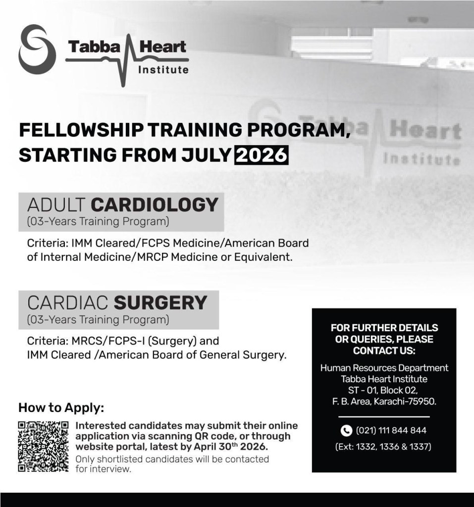 Fellowship Training Program (Starting July 2026) – Tabba Heart ...